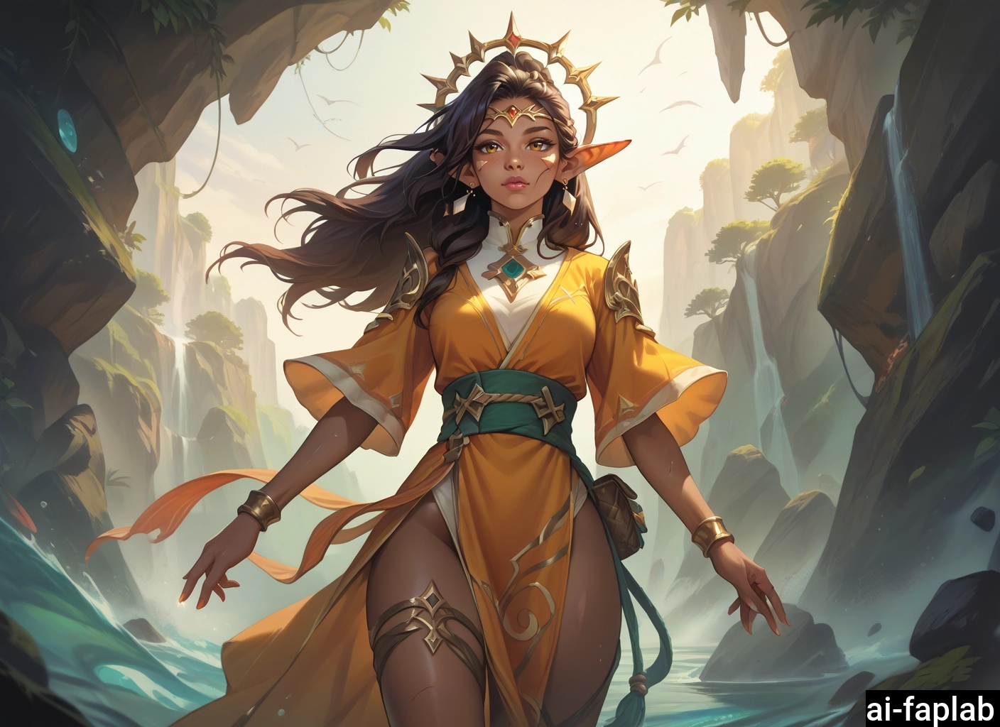 1girl, jewelry, pointy ears, solo, long hair, earrings · Yamete.gg