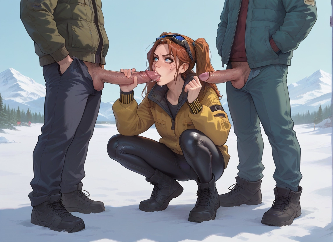 1girl, multiple boys, penis, squatting, 2boys, multiple penises · Yamete.gg