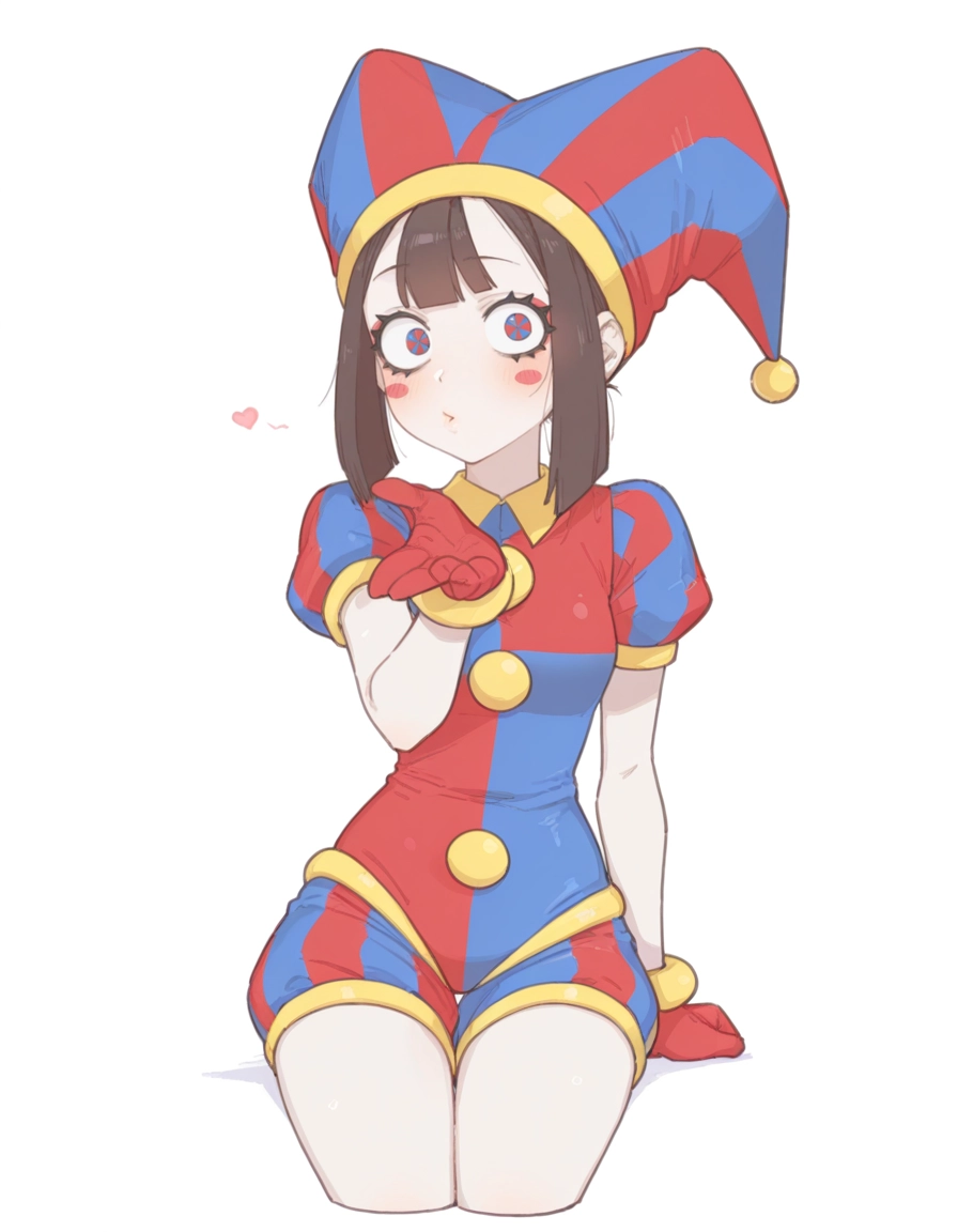 1girl, heart, solo, red gloves, gloves, white background · Yamete.gg