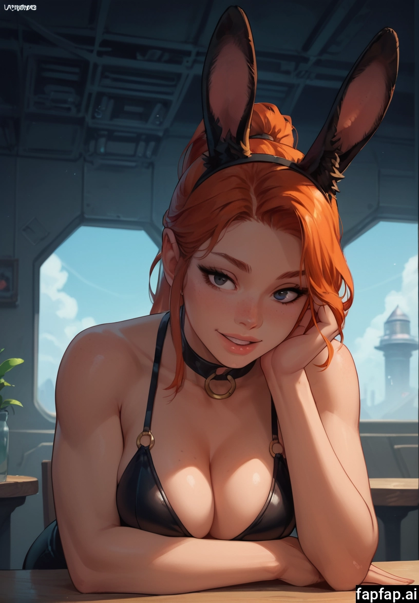 1girl, breasts, animal ears, solo, rabbit ears, cleavage · Yamete.gg