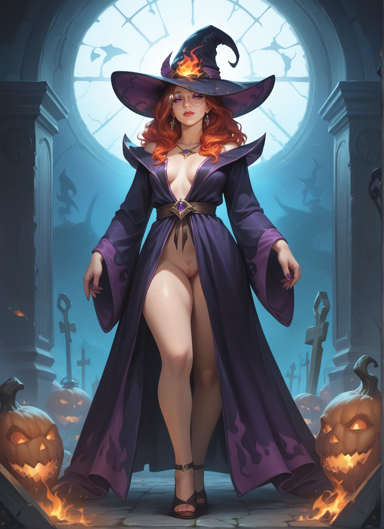 1girl, hat, witch hat, breasts, pussy, jewelry · Yamete.gg