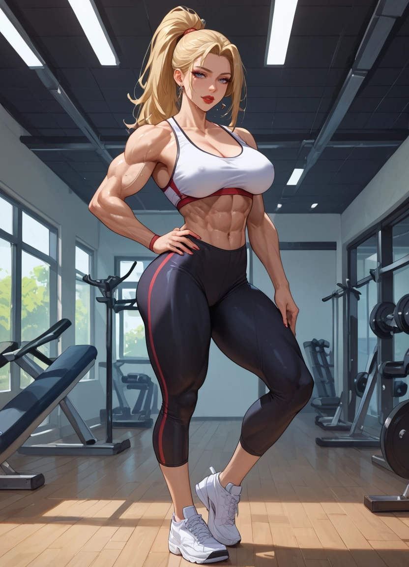 1girl, breasts, muscular female, solo, blonde hair, muscular · Yamete.gg