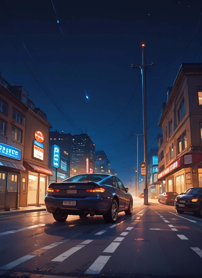 ground vehicle, motor vehicle, car, no humans, scenery, night · Yamete.gg