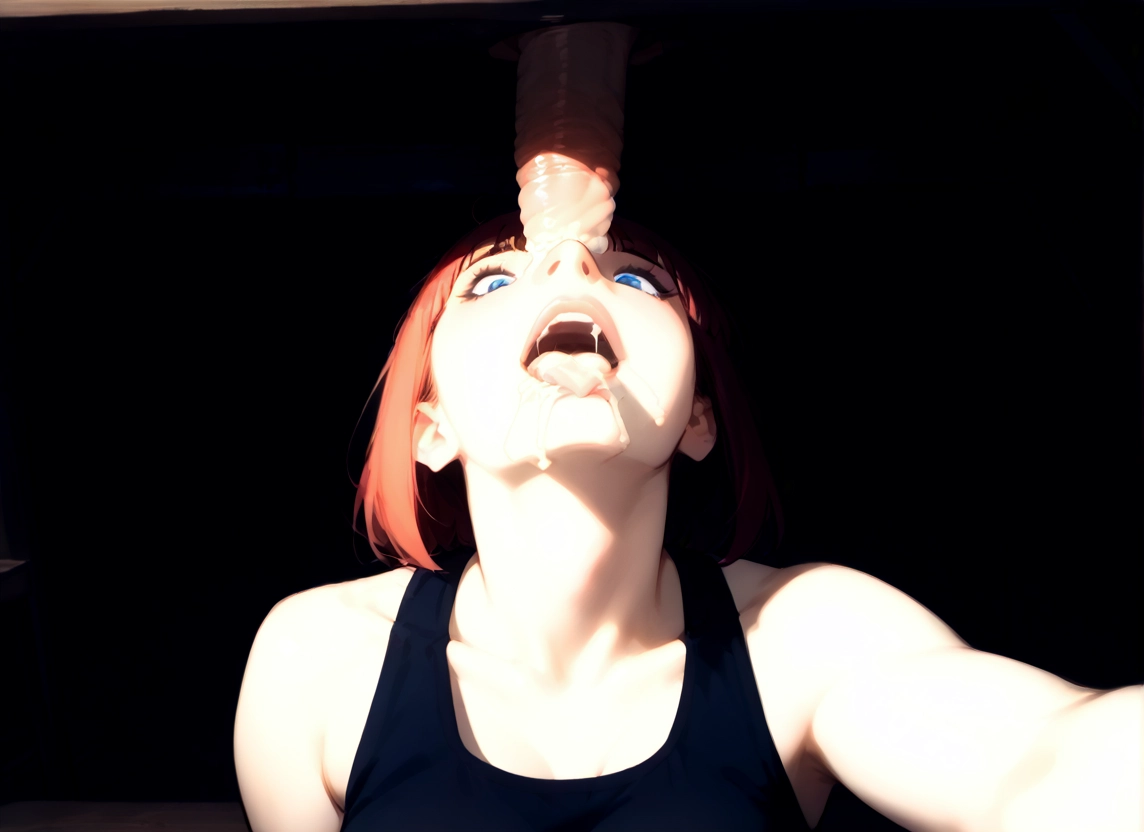 1girl, blue eyes, cum, penis, open mouth, cum in mouth · Yamete.gg