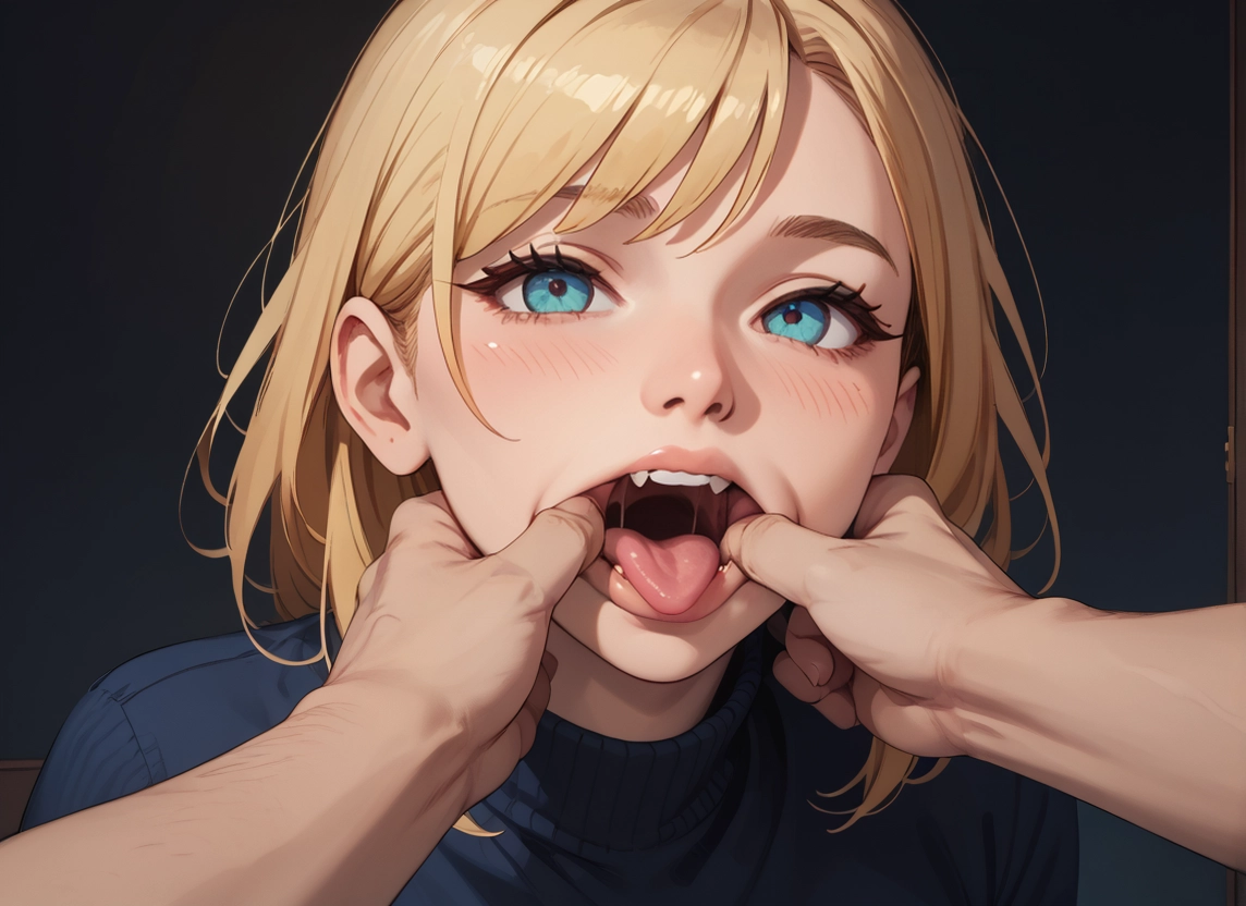 1girl, blonde hair, tongue, tongue out, open mouth, looking at viewer · Yamete.gg