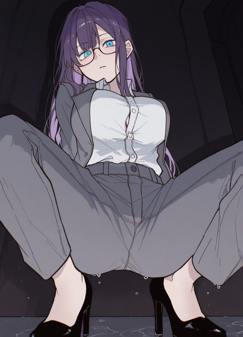 1girl, breasts, glasses, high heels, shirt, blue eyes · Yamete.gg