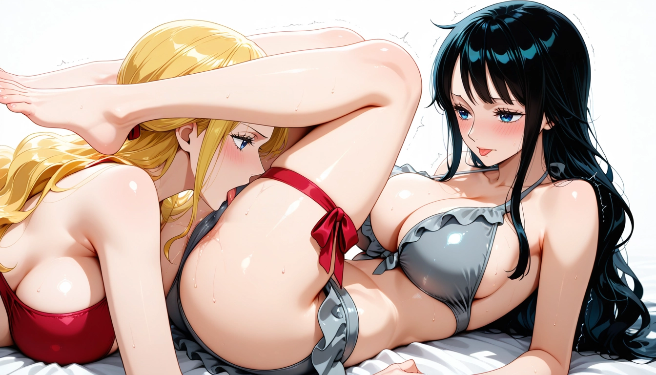 breasts, large breasts, yuri, multiple girls, 2girls, black hair · Yamete.gg