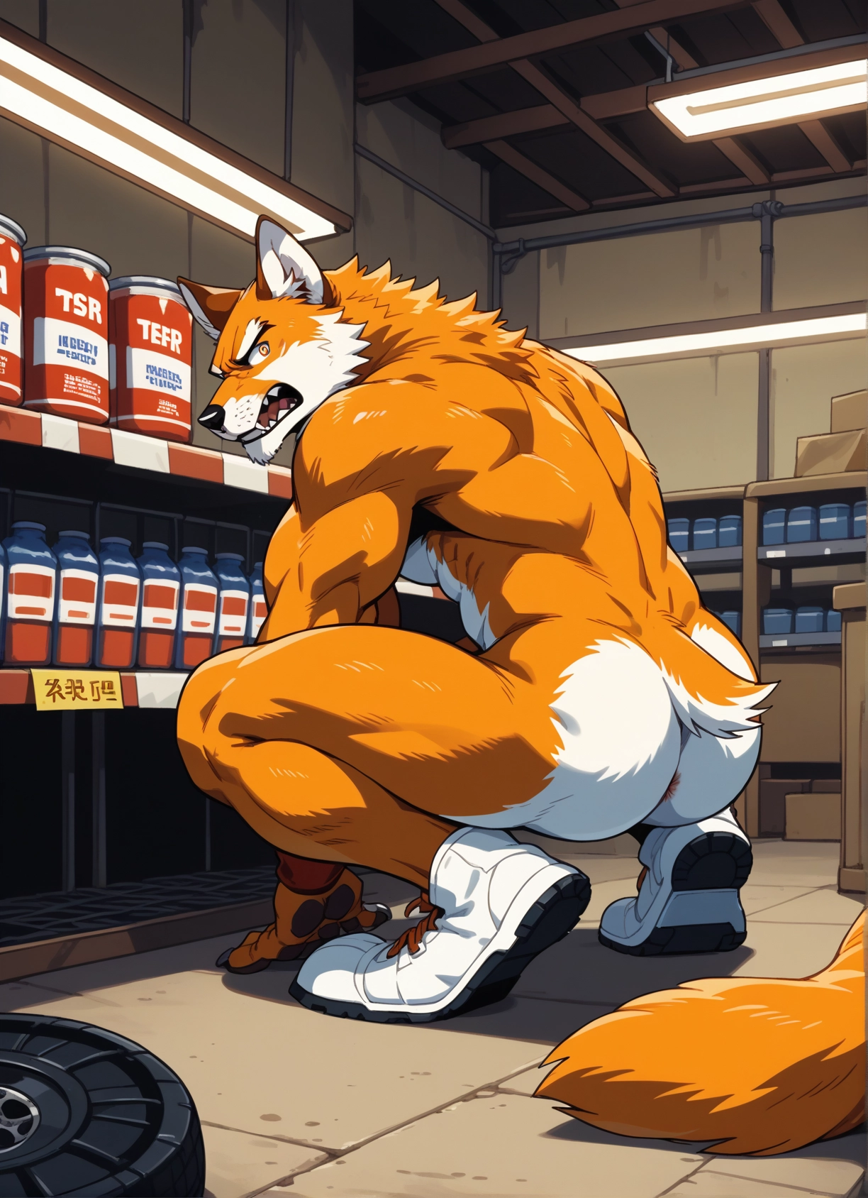 bara, furry, muscular, solo, male focus, 1boy · Yamete.gg
