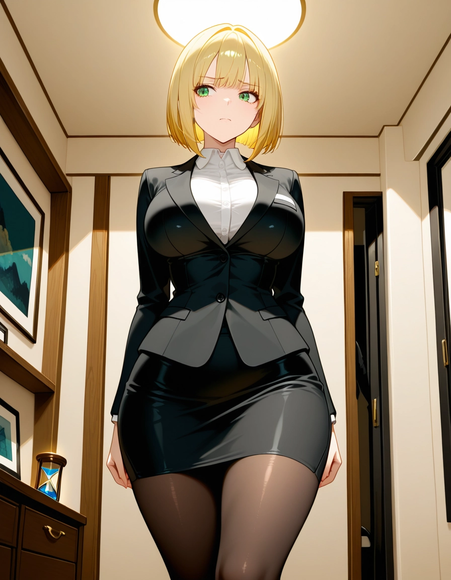 1girl, solo, blonde hair, pantyhose, breasts, skirt · Yamete.gg