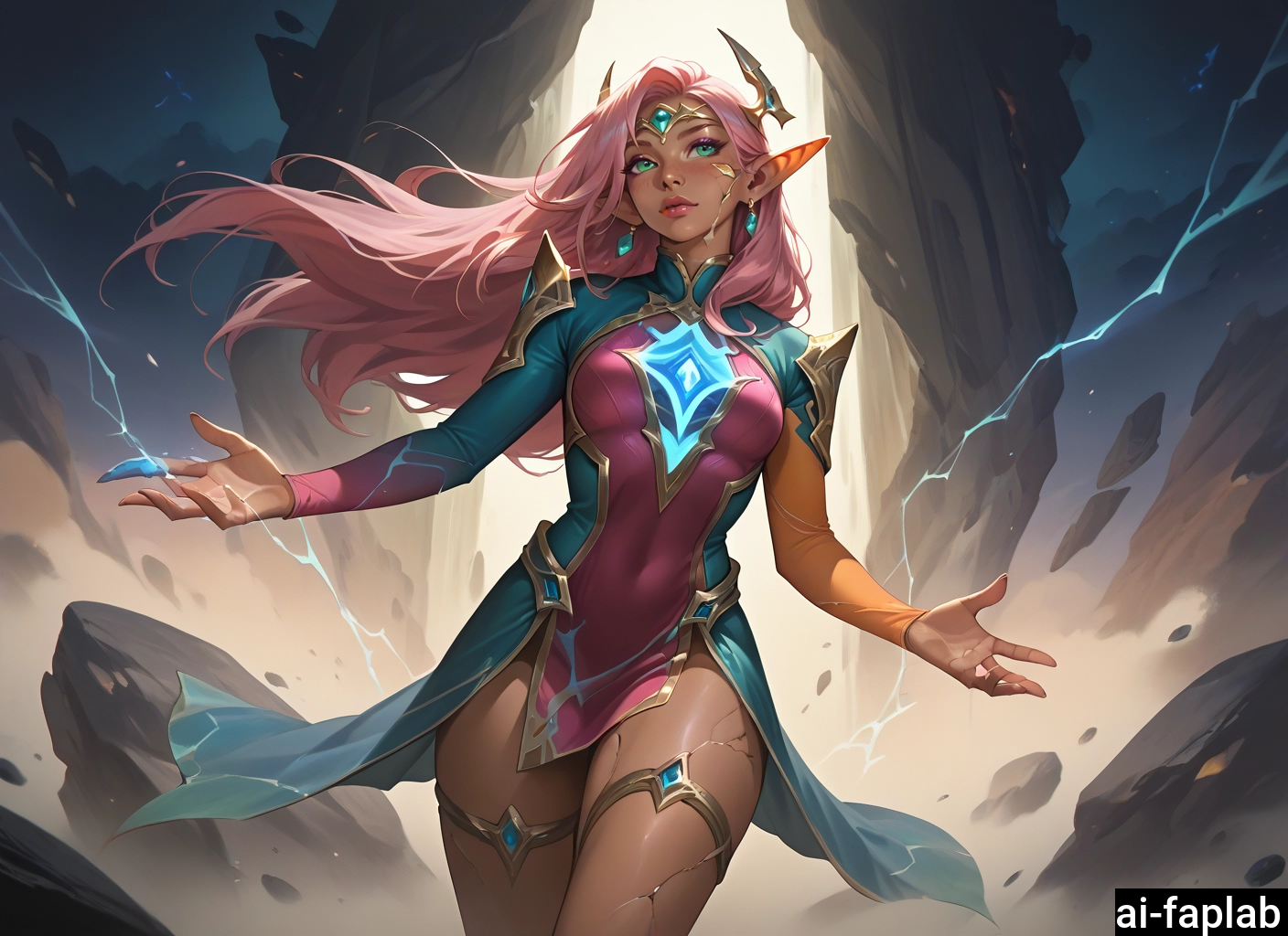 1girl, solo, long hair, pointy ears, jewelry, earrings · Yamete.gg