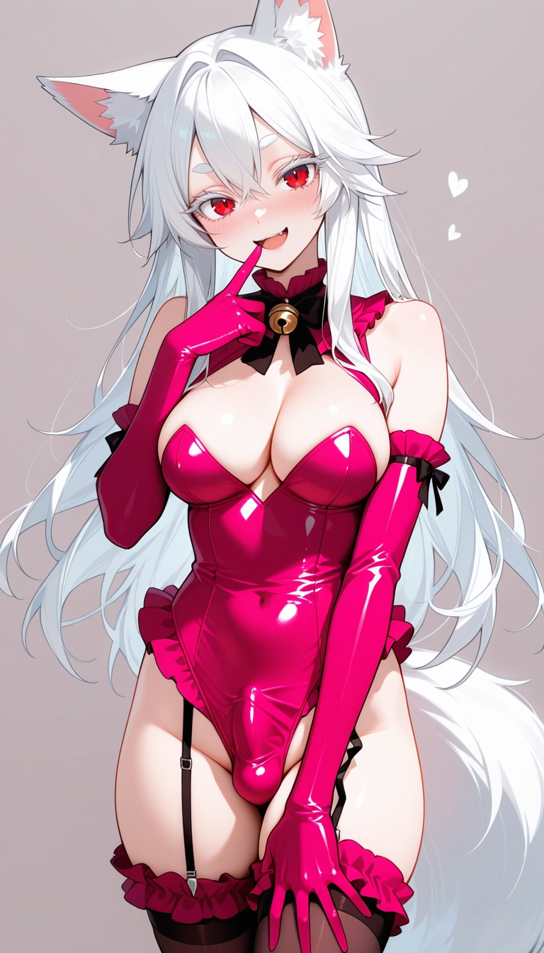 futanari, 1girl, gloves, breasts, thighhighs, animal ears