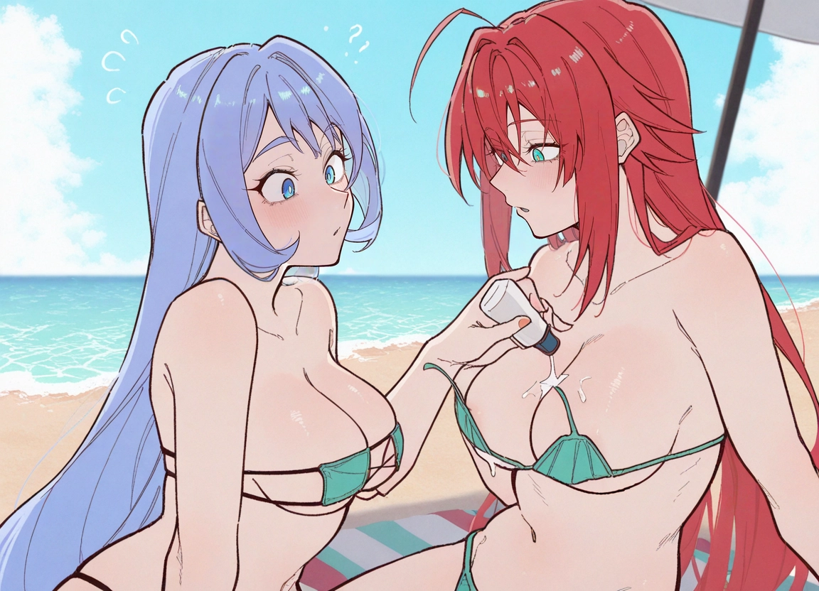 swimsuit, multiple girls, breasts, 2girls, bikini, red hair · Yamete.gg