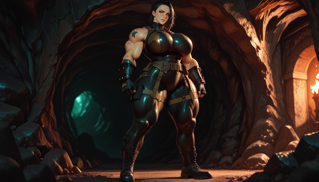 1girl, muscular female, thick thighs, muscular, breasts, gloves · Yamete.gg