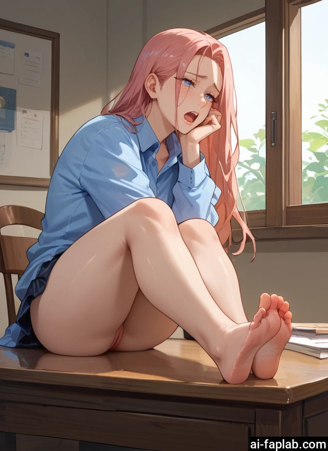 1girl, feet, barefoot, blue eyes, pussy, long hair · Yamete.gg