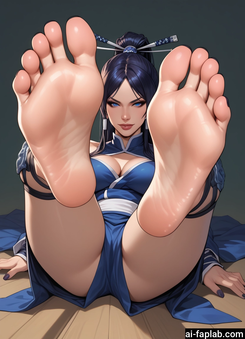 1girl, feet, barefoot, soles, toes, blue eyes