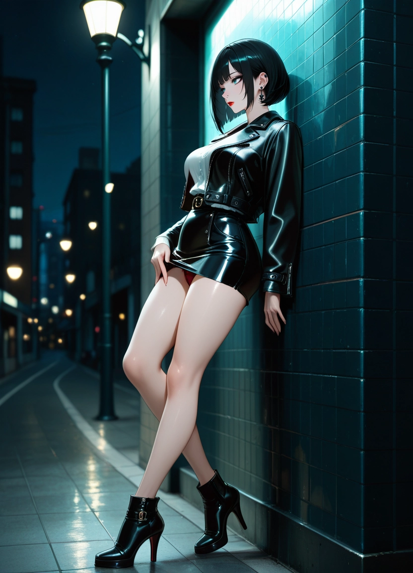 1girl, high heels, skirt, black hair, solo, underwear · Yamete.gg