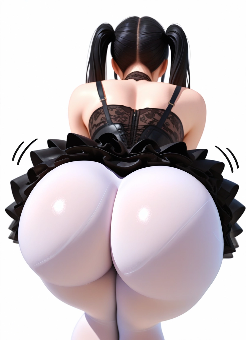 1girl, ass, pantyhose, twintails, solo, white legwear · Yamete.gg