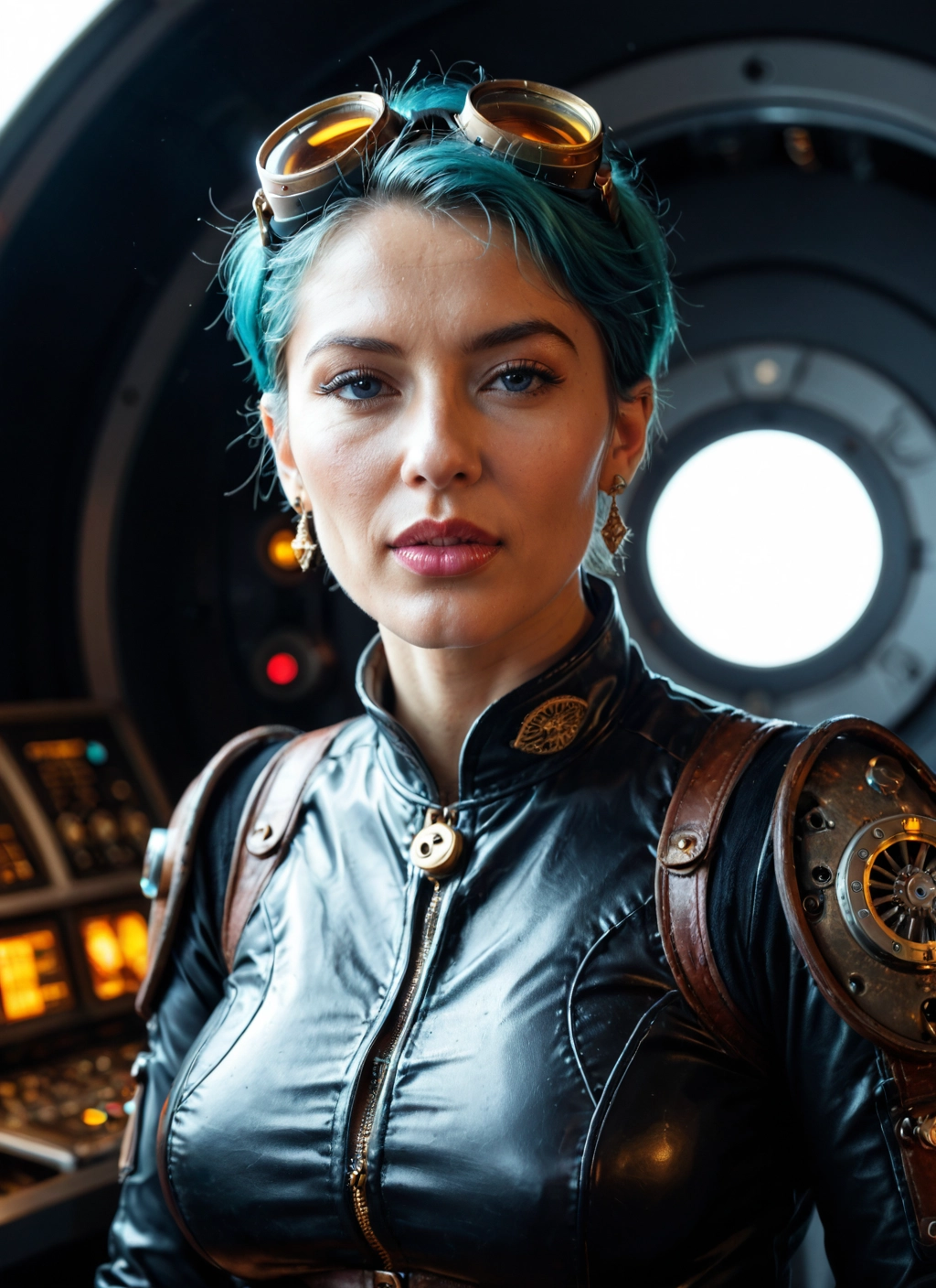 1girl, solo, goggles, jewelry, earrings, goggles on head · Yamete.gg