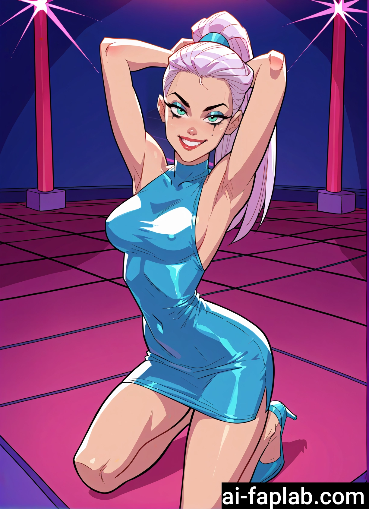 1girl, breasts, solo, dress, armpits, high heels · Yamete.gg