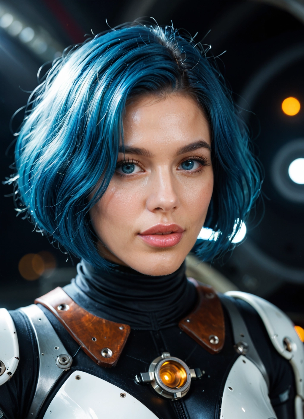 1girl, solo, blue eyes, blue hair, short hair, realistic · Yamete.gg