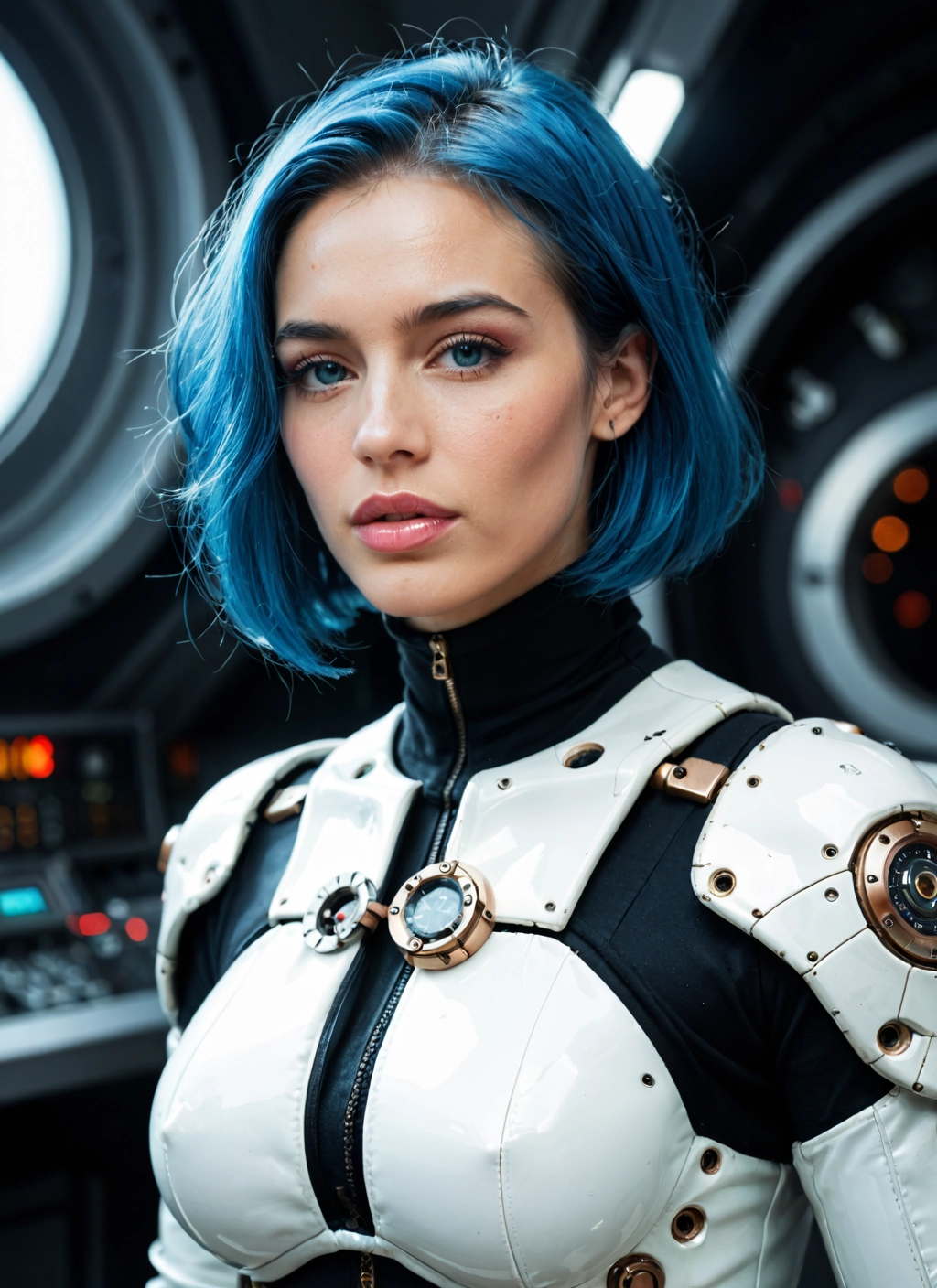 1girl, solo, blue eyes, blue hair, breasts, looking at viewer · Yamete.gg