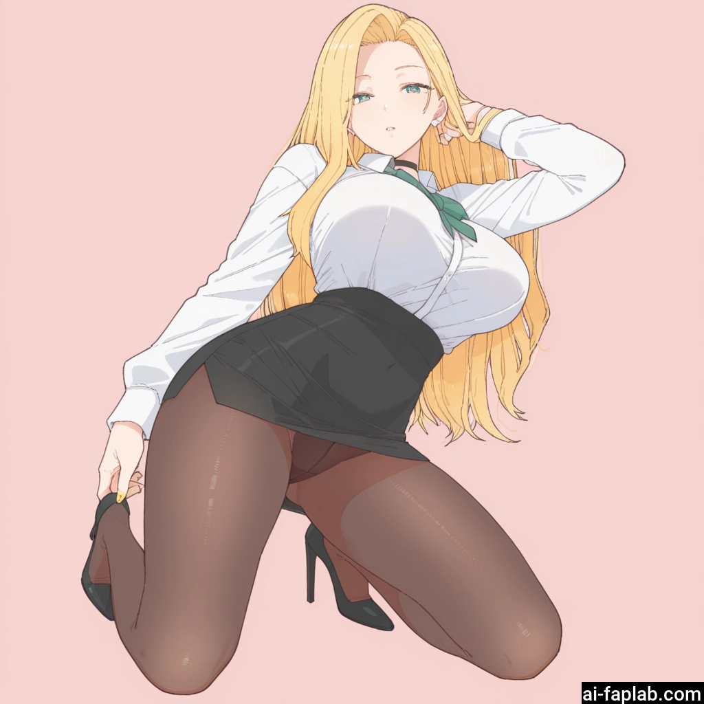 1girl, pantyhose, blonde hair, breasts, long hair, skirt · Yamete.gg