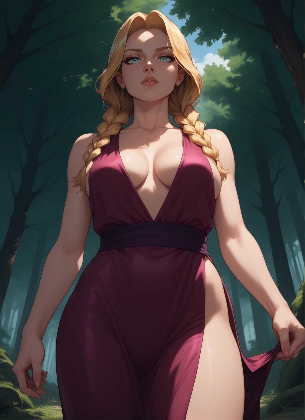 1girl, breasts, solo, blonde hair, dress, braid · Yamete.gg