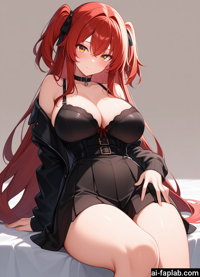 breasts, 1girl, long hair, solo, large breasts, red hair · Yamete.gg