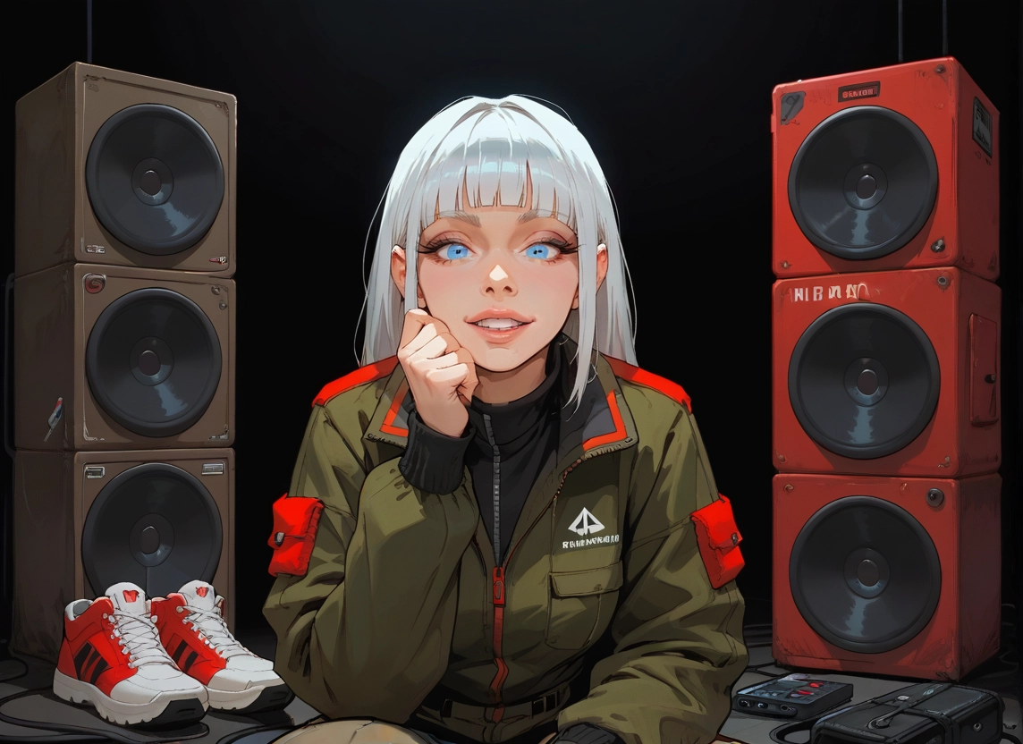 1girl, solo, blue eyes, bangs, looking at viewer, jacket · Yamete.gg