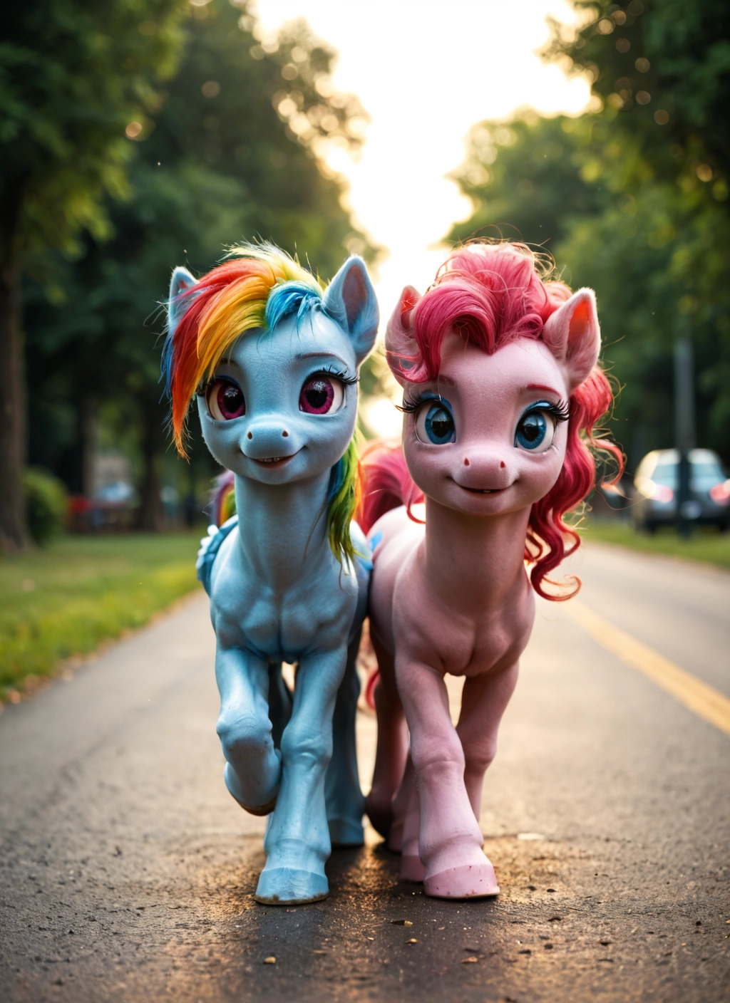 furry, smile, blue eyes, multicolored hair, road, outdoors · Yamete.gg