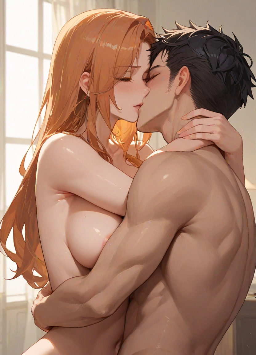 1girl, breasts, 1boy, nude, hetero, completely nude