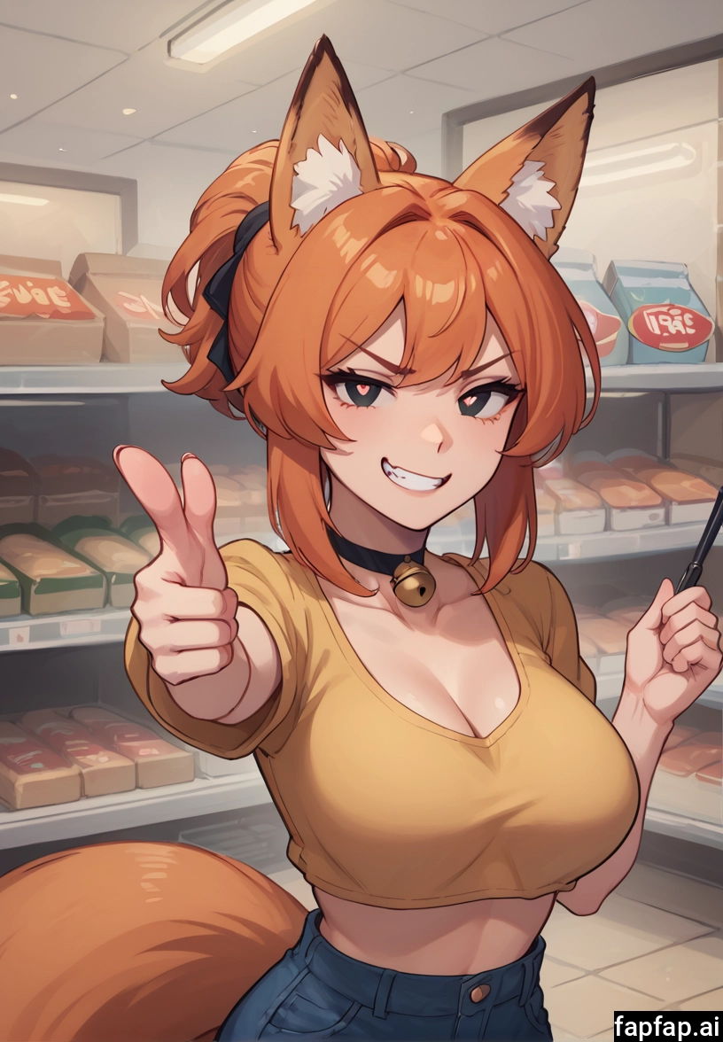 1girl, breasts, fox ears, animal ears, solo, tail · Yamete.gg