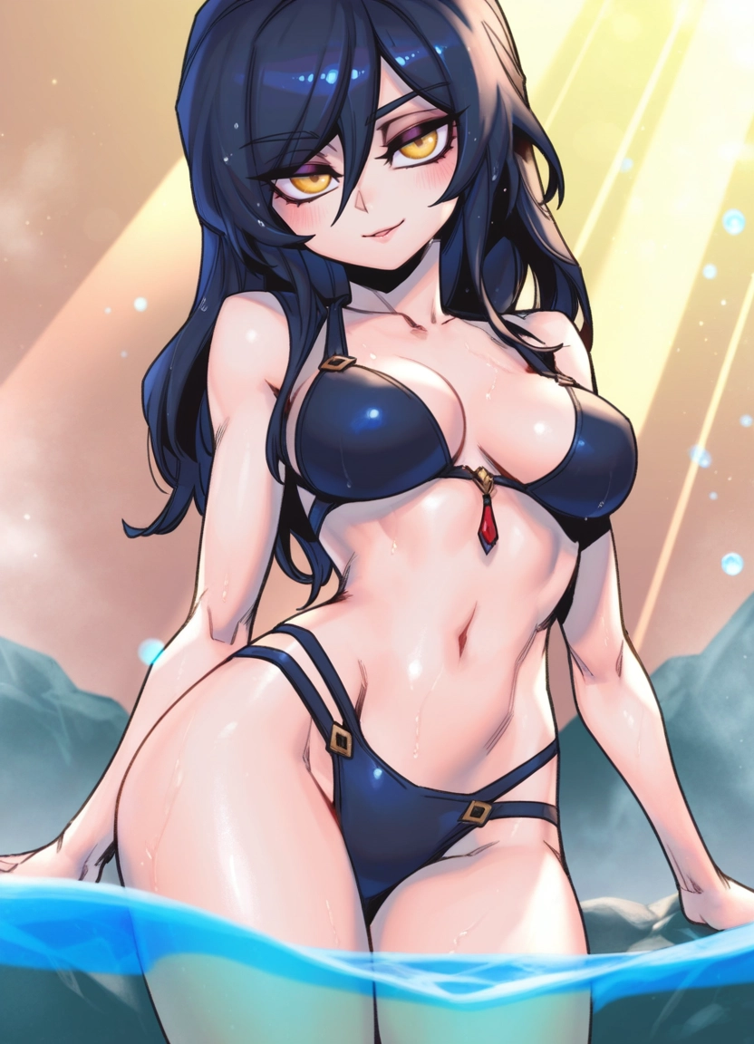 1girl, breasts, swimsuit, bikini, navel, solo · Yamete.gg