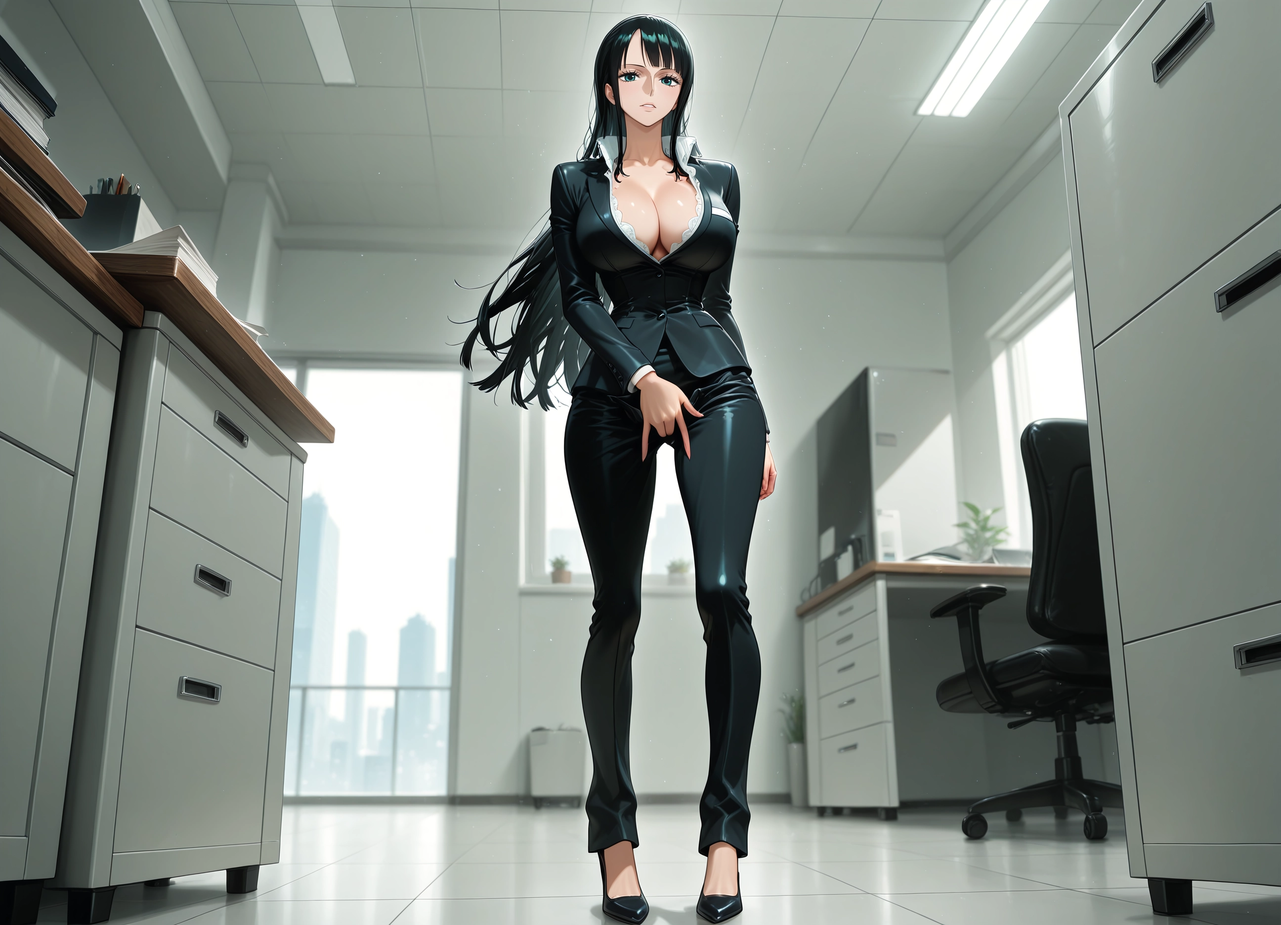 1girl, breasts, long hair, cleavage, large breasts, black hair · Yamete.gg