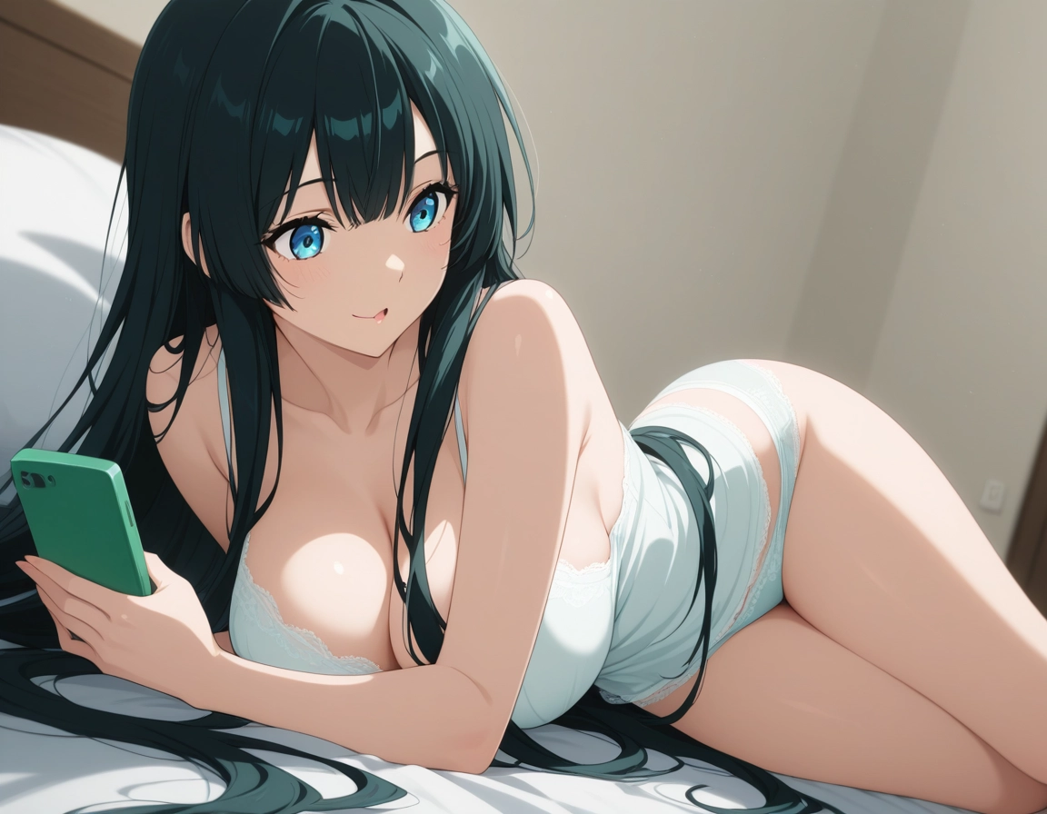 1girl, breasts, underwear, long hair, large breasts, panties · Yamete.gg