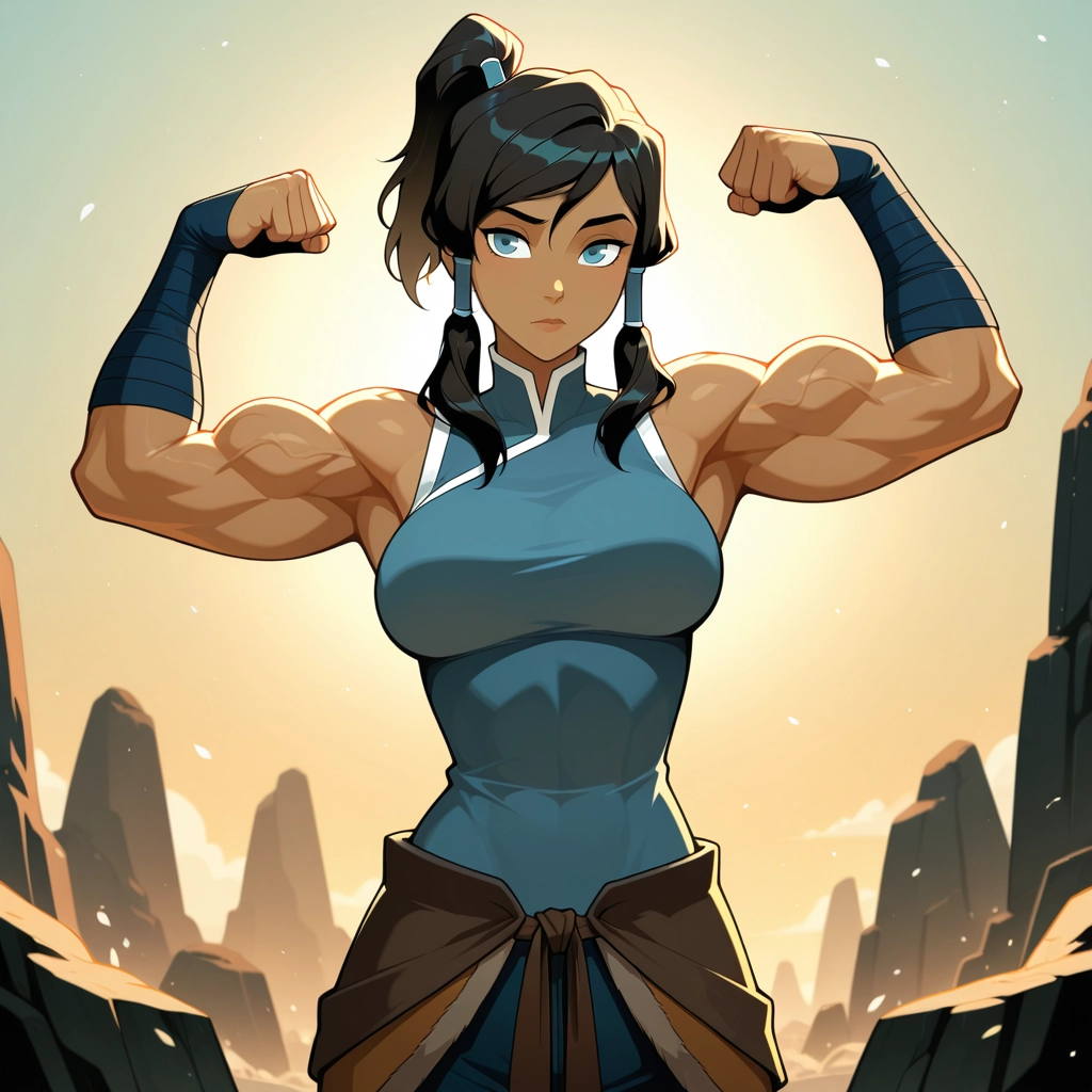 1girl, solo, muscular, muscular female, biceps, dark skin · Yamete.gg