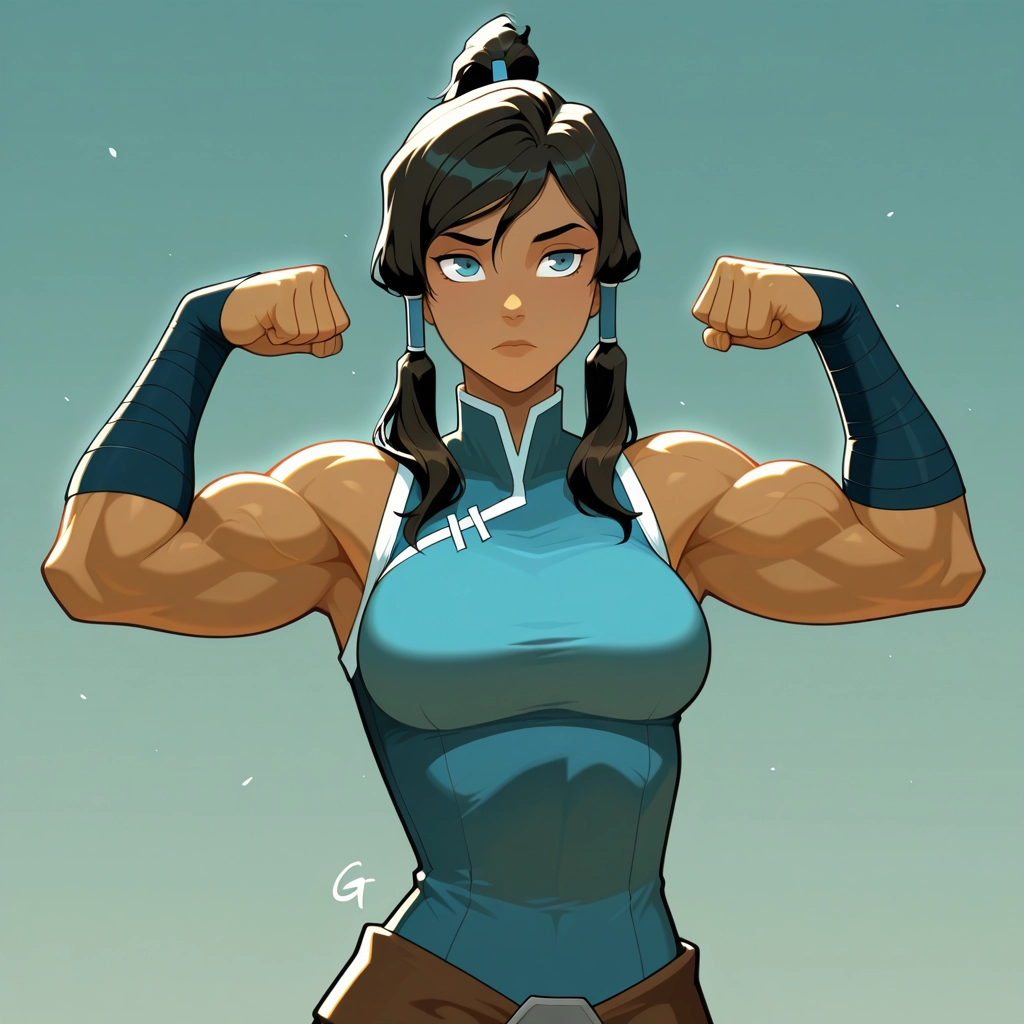 1girl, solo, biceps, muscular female, muscular, flexing · Yamete.gg