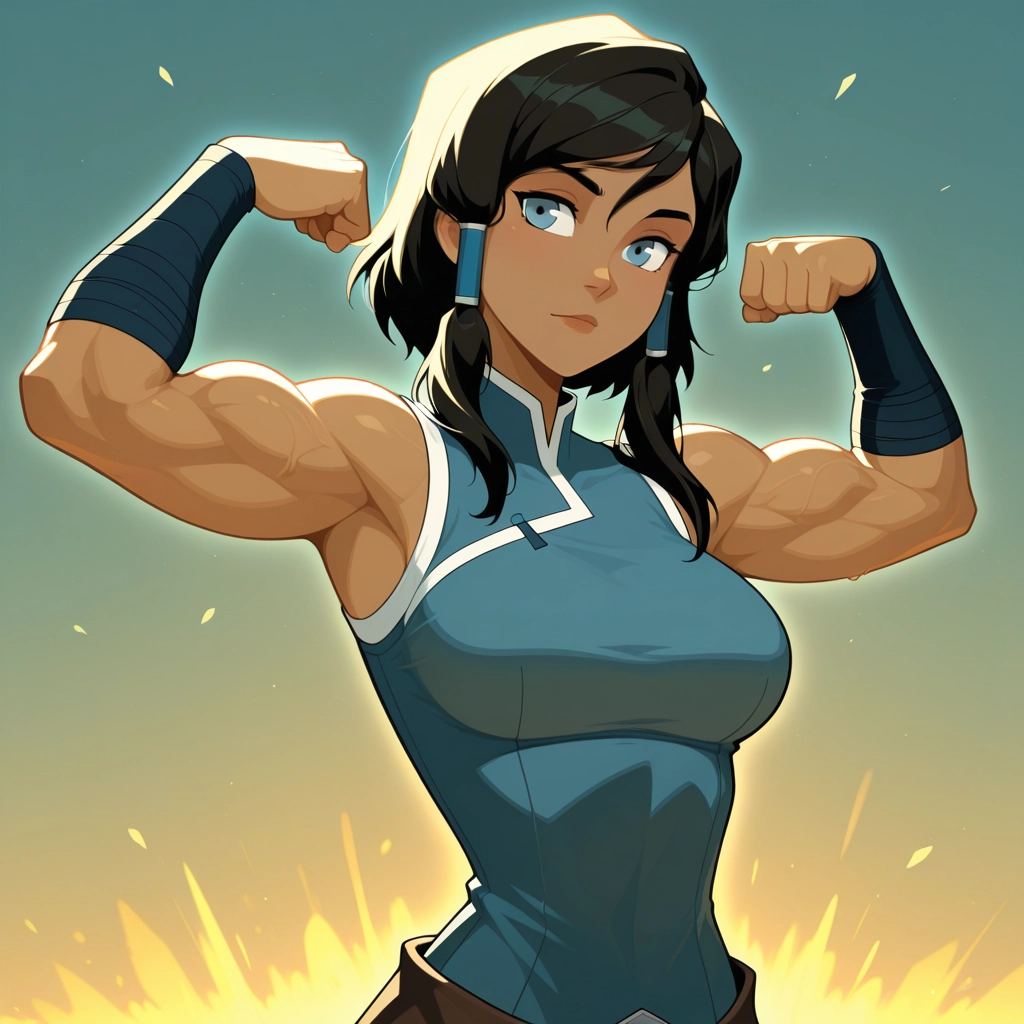 1girl, solo, muscular female, biceps, muscular, blue eyes · Yamete.gg