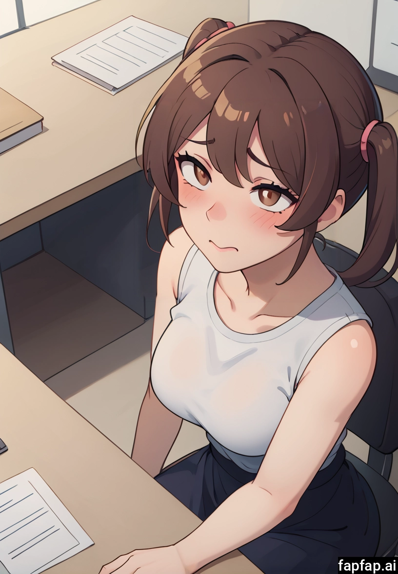 1girl, brown hair, solo, brown eyes, twintails, breasts · Yamete.gg