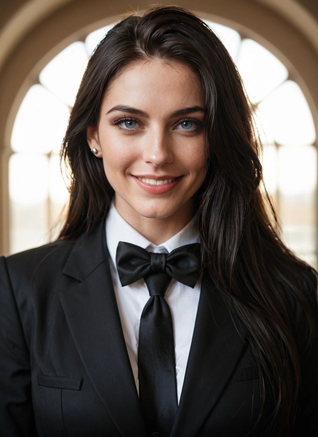 solo, 1girl, bow, necktie, long hair, bowtie · Yamete.gg