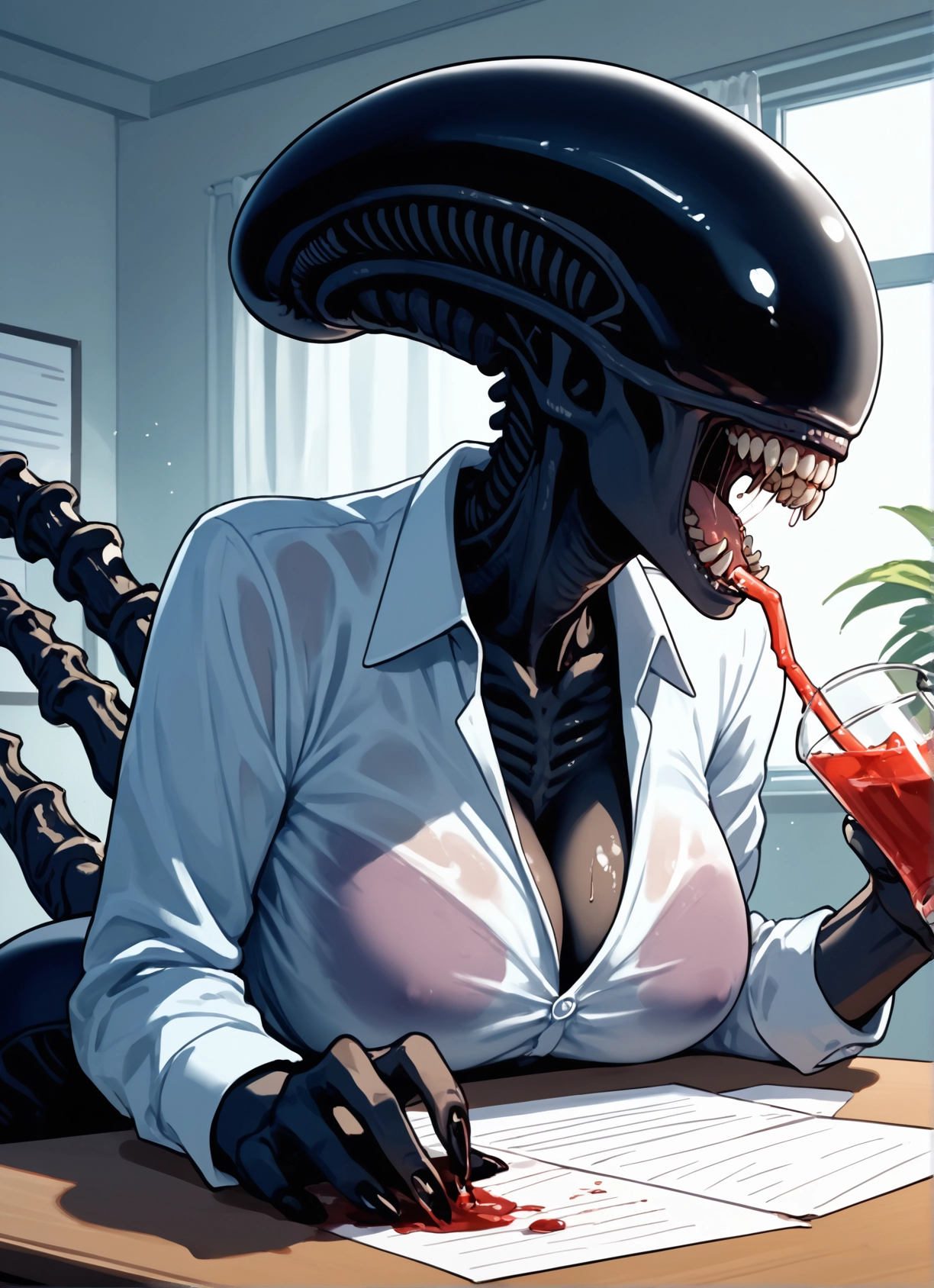 breasts, 1girl, shirt, solo, large breasts, teeth · Yamete.gg