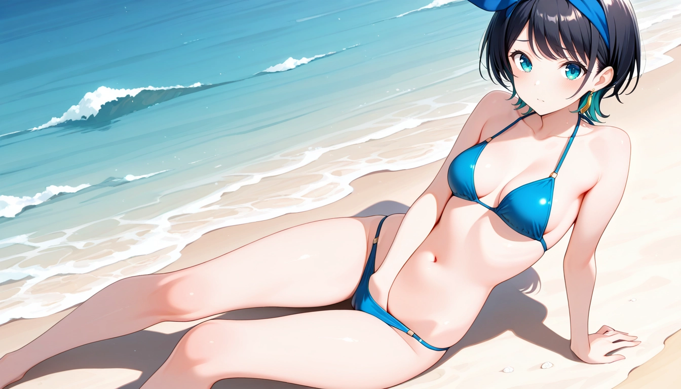 1girl, swimsuit, solo, breasts, bikini, beach · Yamete.gg