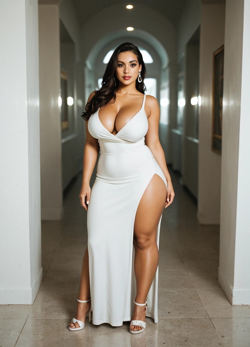 1girl, breasts, solo, dress, jewelry, hoop earrings · Yamete.gg