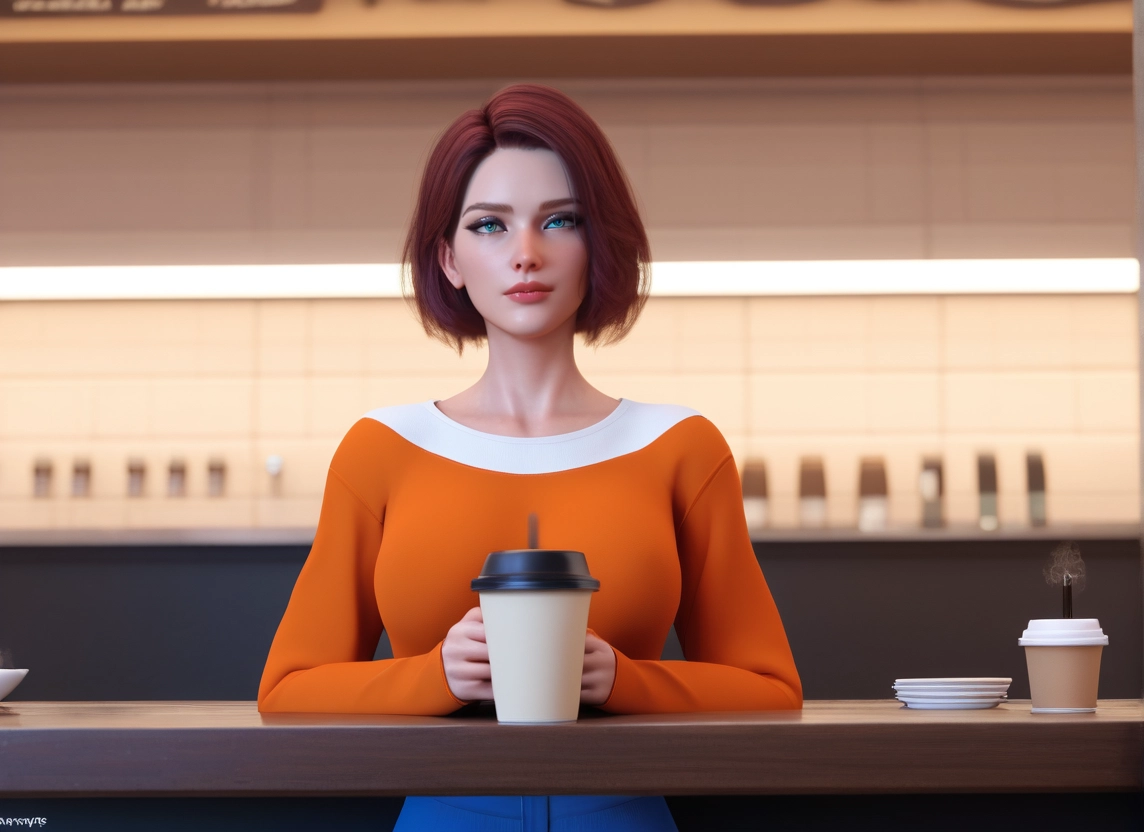 1girl, solo, cup, brown hair, blue eyes, looking at viewer · Yamete.gg
