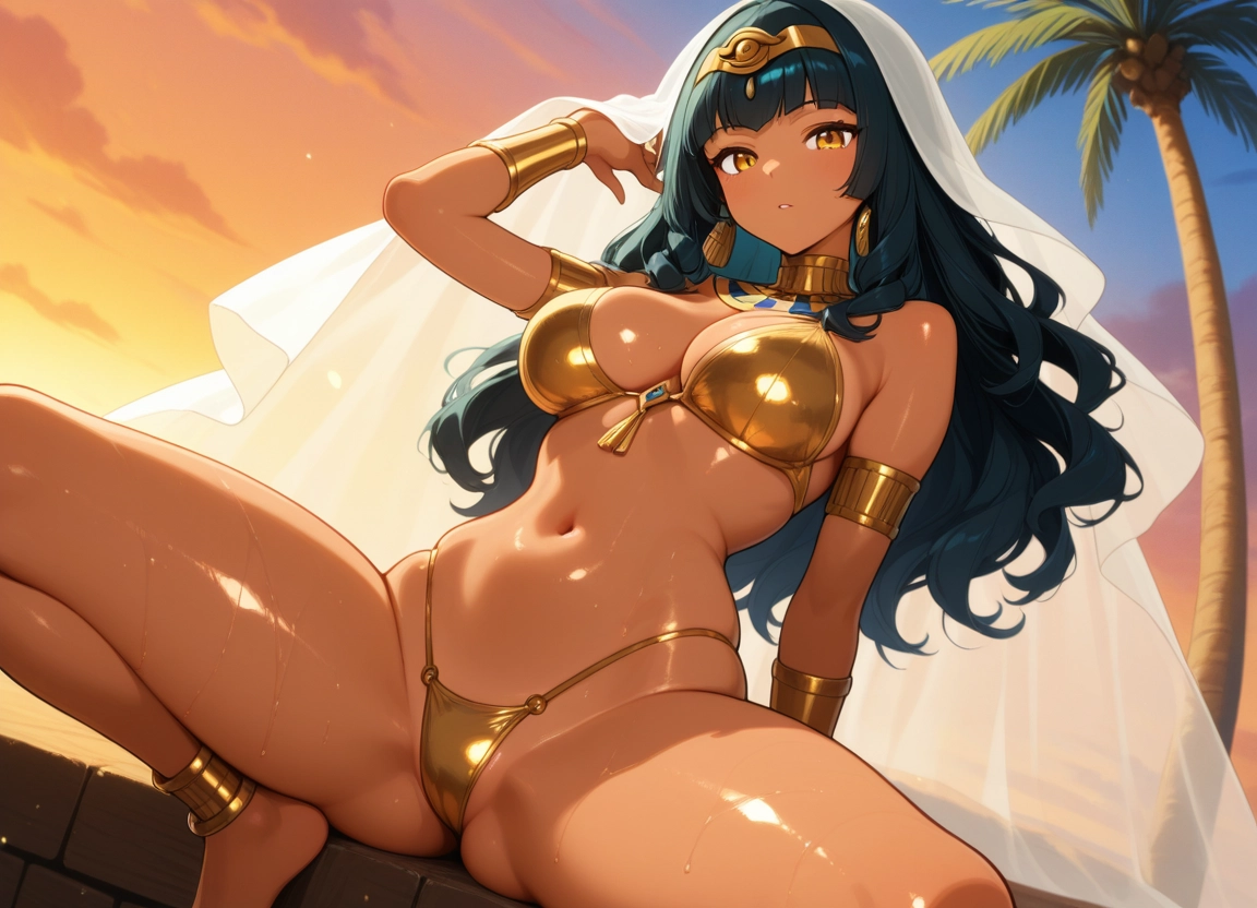 1girl, breasts, solo, navel, jewelry, dark skin · Yamete.gg