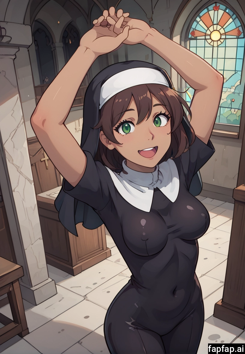 1girl, green eyes, solo, brown hair, breasts, short hair · Yamete.gg