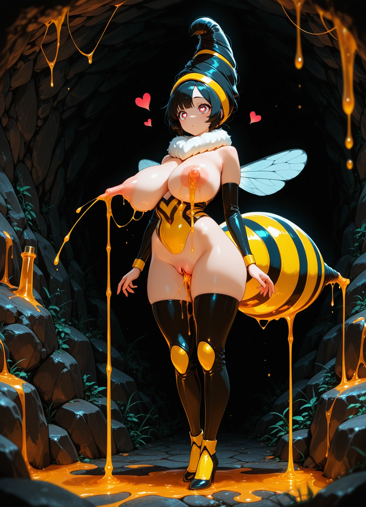 1girl, breasts, solo, insect wings, nipples, heart · Yamete.gg