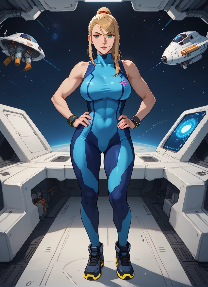 1girl, breasts, blonde hair, ponytail, mole, mole under mouth · Yamete.gg
