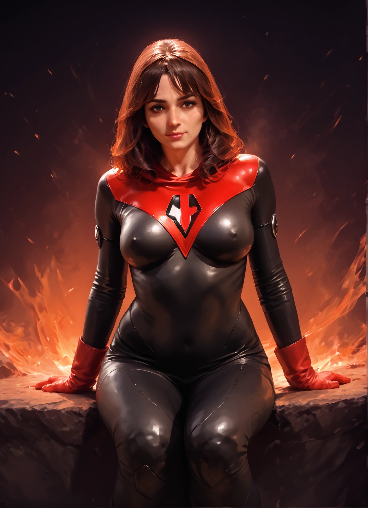1girl, solo, breasts, bodysuit, gloves, covered nipples · Yamete.gg