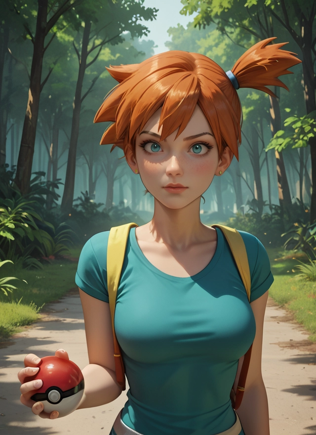 1girl, solo, breasts, orange hair, holding, side ponytail · Yamete.gg